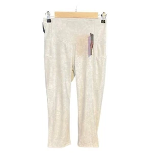 NWT High-Rise Cropped Yoga Pants With Side Pockets - Size Small - Light Heathere - Picture 1 of 2