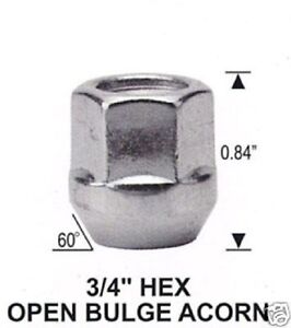 24 Pc OPEN BULGE 3/4" HEX LUG NUTS CONE SEAT 12mm x 1.50 Part # AP-1107