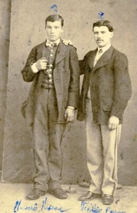 France Millau portrait 2 Jeunes Hommes ancienne Photo CDV Bouillier 1860's - Foto 1 di 3