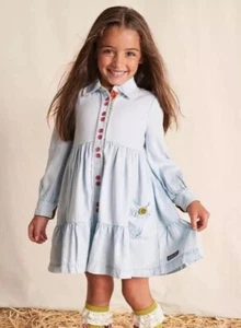 Matilda Jane Heart to Heart Walk the Line Girls’ Chambray Tiered Dress Size 6 - Picture 1 of 3