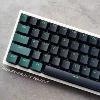 Black Green PBT Doubleshot Keycaps Set Sound Waves Theme for Cherry MX Keyboards - Image 1 of 4
