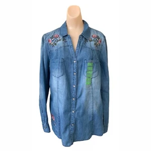 Chemise vintage America femme indie boutonnée taille L Claireen brodée - Photo 1/8
