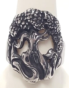 Anillo Grueso Árbol de la Vida Yggdrasil Tono Plateado Talla 10.5 Mitología Nórdica Vikingos - Imagen 1 de 17