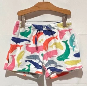 230319 Girls 8 8Y MINI BODEN Sea Animals Terry Knit Elastic Waist Shorts GUC  - Picture 1 of 3