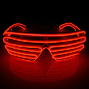LED Neon Light El Wire Shutter Glasses Frame Black Music, for Concert Live, lot - Picture 1 of 8