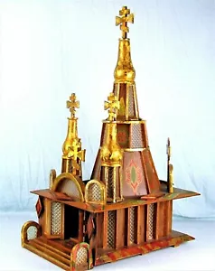 RUSSISCH-UKRANISCHE ÖSTLICHE ORTHODOXE KIRCHE GROSS 26 ZOLL HANDGEFERTIGTES HOLZ MODELLBAU - Bild 1 von 12