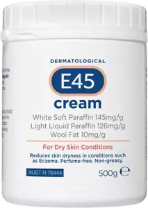 E45 Cream 500 g Tub Moisturiser for Dry Skin and Sensitive Skin Emollient Body - Picture 1 of 8