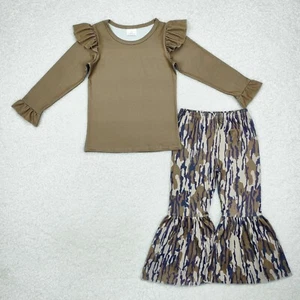 Kids Girls Hunting Set Green Long Sleeve Top Camouflage Pants 2 pcs Outfit - Picture 1 of 4