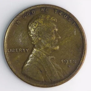 1918-S Lincoln Wheat One Cent 1c XF Z516 - Picture 1 of 2