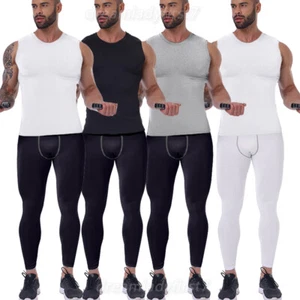 Men's Compression Suit Set Pants & Shirts Base Layer Training Workout Basketball - Picture 1 of 20