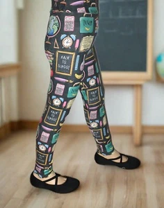 NEW Girls Small School Printed Leggings YOGA WAIST (Mommy And Me Leggings) - Picture 1 of 11