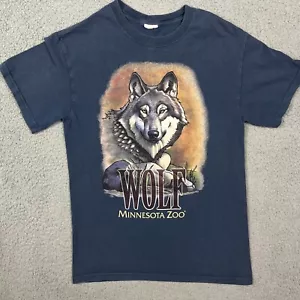 Camiseta Vintage Wolf Minnesota Zoo Animal Azul MN Talla Pequeña - Imagen 1 de 6
