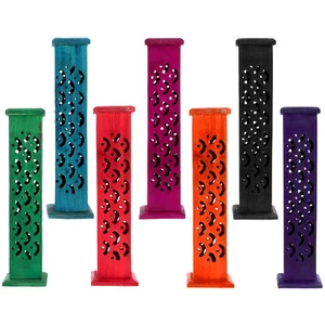 Portabastoni in legno incenso scatola bastoncini bastoncini torre raccogliceneri intagliata decorazione - Foto 1 di 72