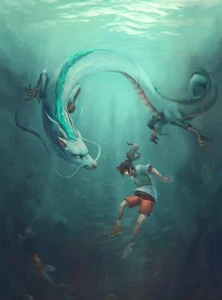 New Spirited Away Movie Wall Art Poster OR Canvas Size A4 to A1 - Picture 1 of 2
