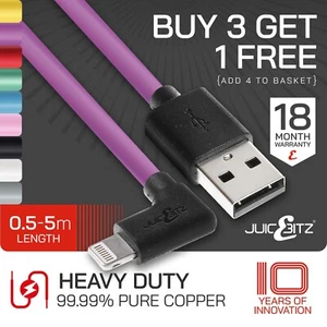 JuicEBitz® Câble Chargeur USB pour iPad Air/2/3 iPhone 14 Pro 13 12 11 XR 7 Angle - Photo 1 sur 65