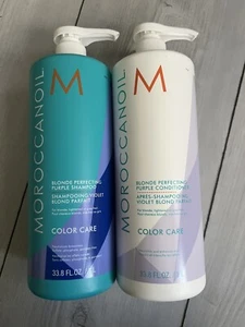 Moroccanoil Blonde Perfecting Purple Shampoo Conditioner 33.8 Liter Duo Set New - Picture 1 of 3