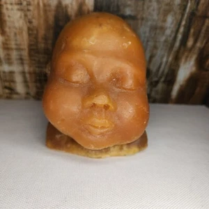 Vtg Infant Child Wax Death Mask Face Head Post-Mortem Cemetery Oddity Curiosity - Picture 1 of 9
