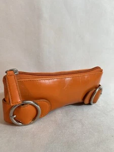 Nordstrom Vintage Orange Leather Clutch, Makeup Bag, Purse Handbag - Picture 1 of 11