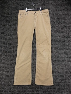 Pantalones AG Adriano Goldschmied Mujer 32x32 Etiqueta 30 Caqui El Ángel Acampanado Pana Foto 1 de 4