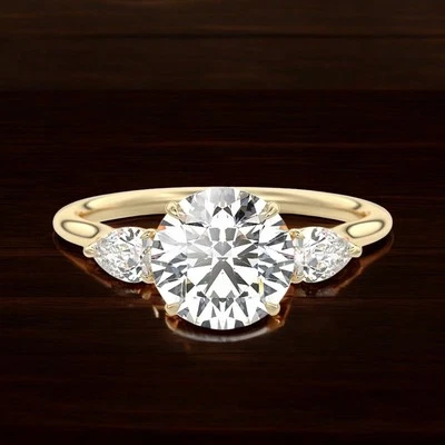 Round Cut Diamond Wedding Ring 2.30 Ct Certified IGI Lab Grown 14k Yellow Gold - Image 1 of 4