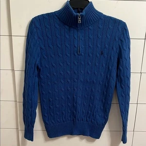 Polo by Ralph Lauren Blue Cable Knit Sweater Boys Size M (10/12) - Picture 1 of 4