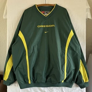 Vtg Y2K Nike Team Oregon Ducks Green Windbreaker Jacket XL Center Swoosh Logo O - Picture 1 of 12