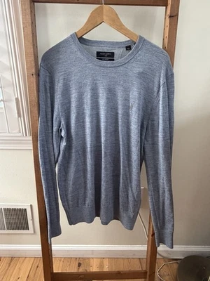 ALLSAINTS 100% Merino Wool Long Sleeve Blue Crew Neck Sweater Mens Large Casual - Image 1 of 4