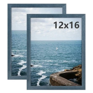 12x16 Picture Frame Brown Set of 2, for Poster Prints Wall Mounted - Picture 1 of 11