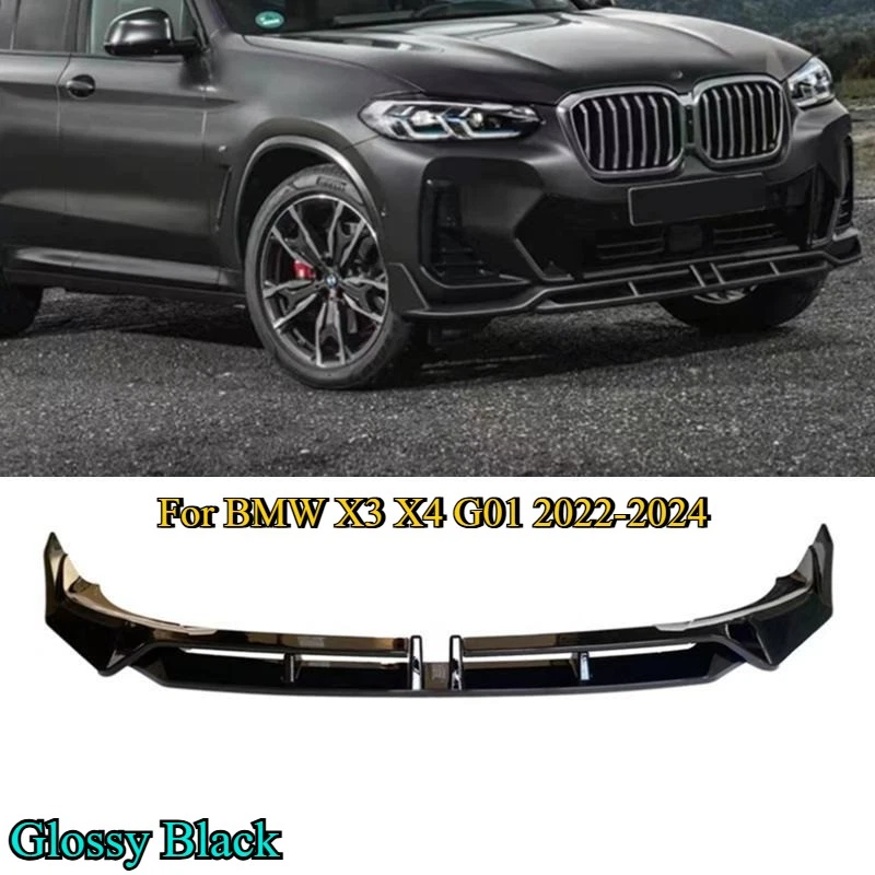 Kit de labios divisores alerón parachoques delantero negro brillante ABS para BMW X3 X4 G01 2022-24 Foto 1 de 4