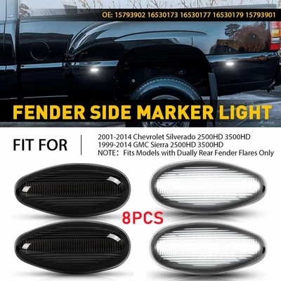 Ajuste 1999-2013 2014 GMC Sierra 3500HD 2500HD 8X LED luz de marcado lateral lente ahumada Foto 1 de 4