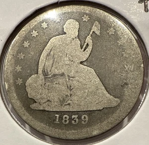 1839 Seated Liberty Quarter 25C Silver U.S. Coin - Picture 1 of 4