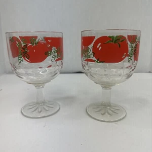 Lote De Colección De 2 Vasos Bloody Mary Vidrio Tomate Cáliz Pesado Barware 6" Alto Y4 - Imagen 1 de 11