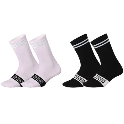 2 Pairs Reflective Cycling Socks Bicycle Bike Riding Sports Socks XC Black White - Image 1 of 4