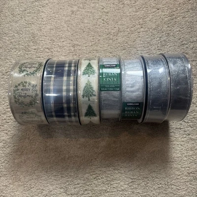 Christmas Ribbon Six Rolls Of 1.5 Inch And 2 Rolls Of 2.5“ X 50 Yards LOT Of 7 - Image 1 of 4