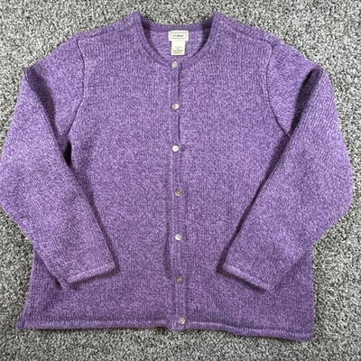 L.L. Bean Women's Heavy Knit Lavender Cardigan Sweater Size 2X - Image 1 of 4