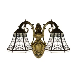 Vintage Mission Stained Glass Wall Sconce Light Tiffany Vanity Lighting Fixture - Picture 1 of 8