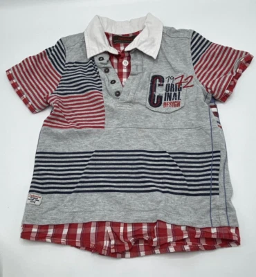 Catimini Boys Grey Red & White stripe Polo T-Shirt 4 Years - Image 1 of 2