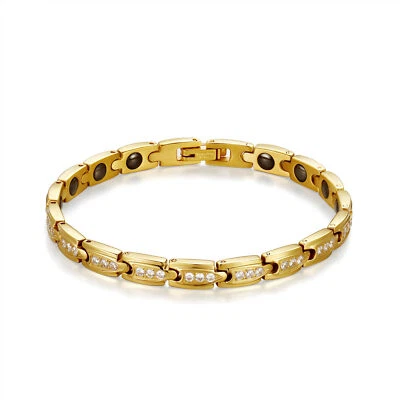 Brazalete magnético de circonita cúbica de acero inoxidable para mujer Foto 1 de 4