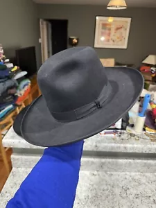 Vintage Borsalino Giorgio X Black Felt Beaver Fur Wide Brim Fedora Hat 6 7/8 - Picture 1 of 9