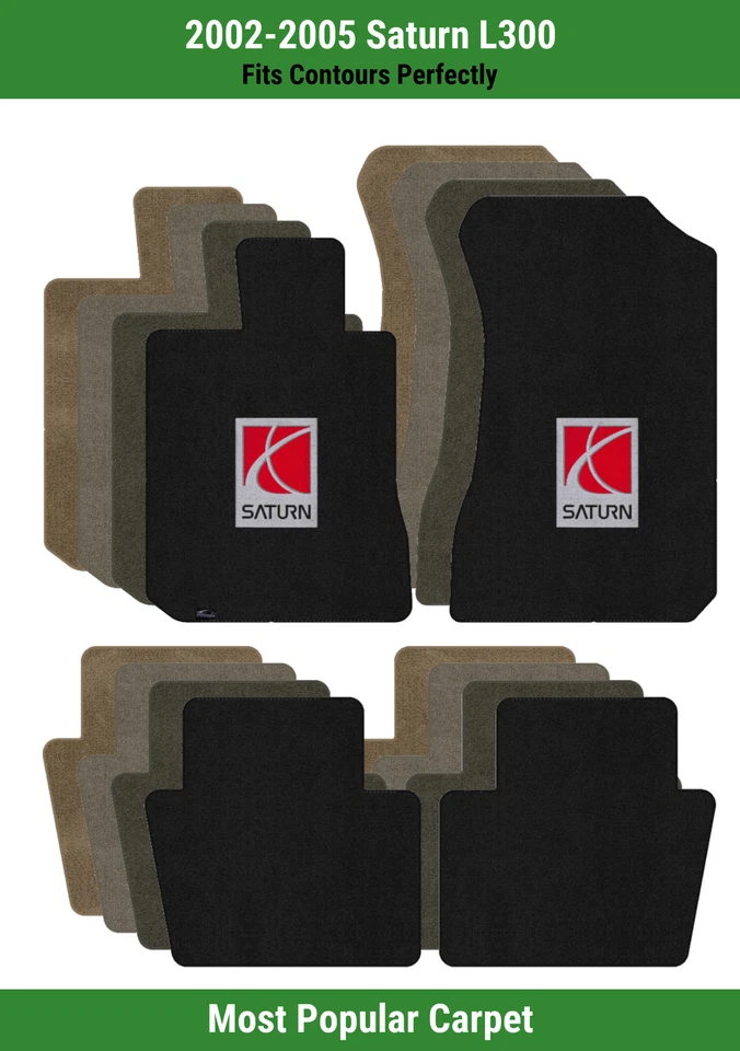 Alfombrillas Lloyd Ultimat fila delantera y trasera para '02-05 Saturn L300 con logotipo de Saturno Foto 1 de 4