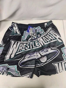 NEW Wrestling WWE WWF Chalk Line Wrestlemania Arcade Retro Shorts Mens 3XL  - Picture 1 of 4