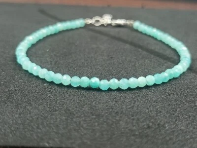 Schöne Amazonit facettierte runde Edelstein Perlen handgefertigte Frauen Armb... - Bild 1 von 4