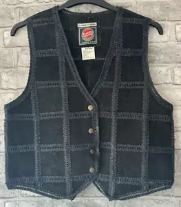 Gilet vintage JouJou design patchwork taglia grande gilet biker vera pelle - Foto 1 di 7