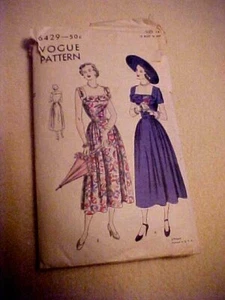 VTG Vogue Dress Pattern Gathered Skirt & Deep Square Neckline 6429 - Picture 1 of 5