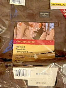 DOCKERS BRAUN ORIGINAL klassische Passform khakifarbene Hose extra"" Taille KEINE FALTEN NEU MIT ETIKETT - Bild 1 von 4