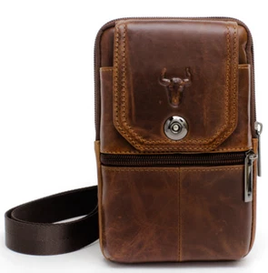 Leather Messenger Bags Tactical Small Pouch Bag Travel Waist Pack - Picture 1 of 12