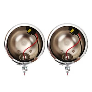 Pair Motorcycle 4.5" Passing Fog Lights Housing Bucket For Harley Touring Chrome - Picture 1 of 12