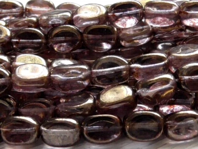 20 - 9x6mm CZECH LILAC, METALLIC BRONZE LUSTER LARGE TRIANGLE PINCH GLASS BEADS - Image 1 of 4