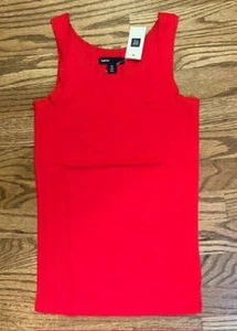 NWT Gap Kids Girl's Cherry Red Lace Trim Knit Tank Top Shirt XL 12 Yrs - Picture 1 of 1