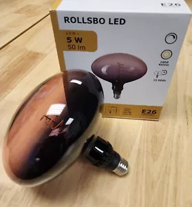Ikea ROLLSBO LED Bulb Retro Edison Ellipse - Dark Purple Clear Glass 7" 120lm - Picture 1 of 1